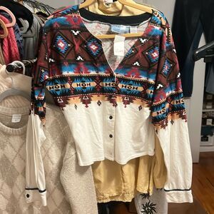 XL, Vintage Country Tease Long sleeve Cotton western Shirt P2P 21“